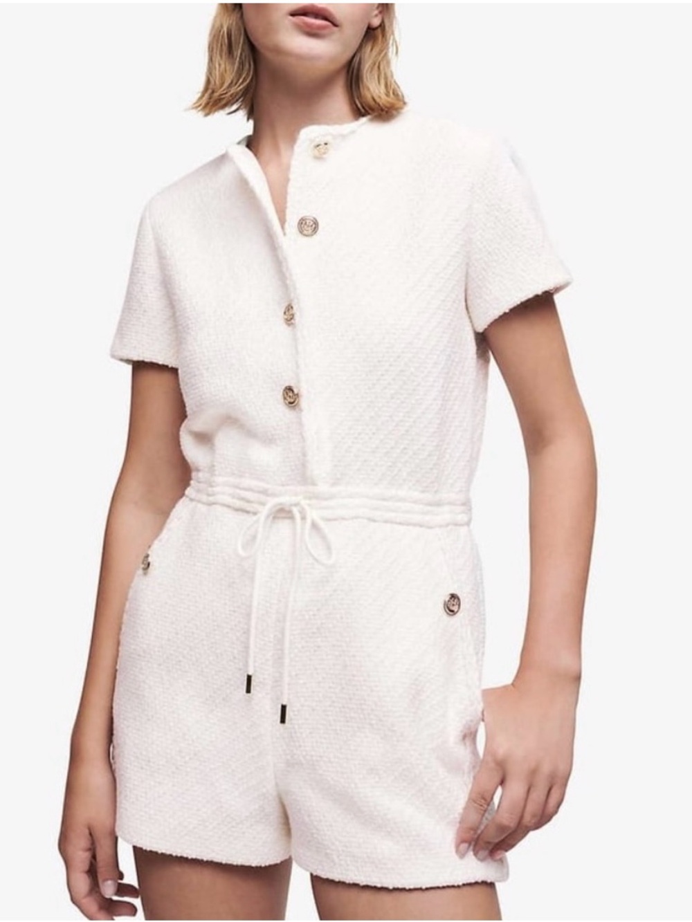 Maje Lolette Tweed White Romper Size 36
